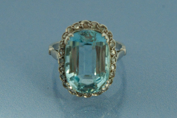 Bague Aigue Marine Platine