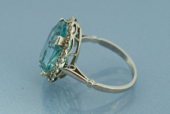 Bague Aigue Marine Platine
