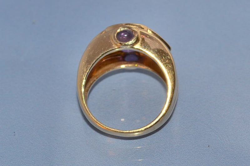 Bague améthyste péridots et or 18 carat