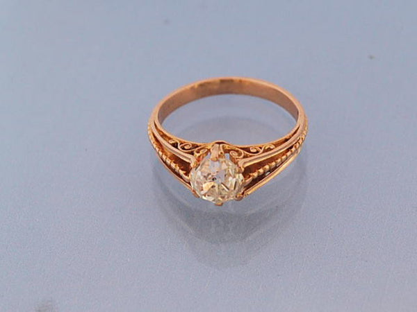 Bague ancienne diamant or jaune 1920