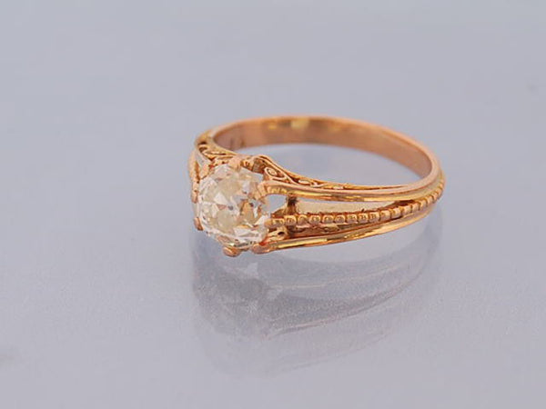 Bague ancienne diamant or jaune 1920
