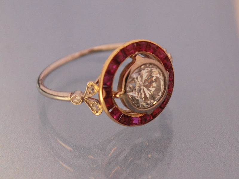 Bague ancienne diamant rubis