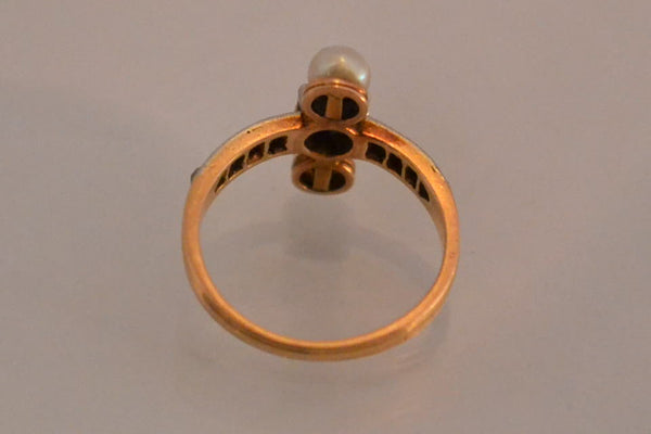 Bague Ancienne Diamants et Perles