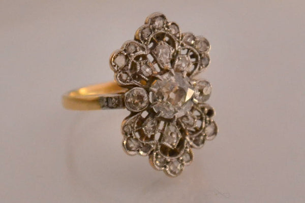 Bague Ancienne Diamants Or et Platine