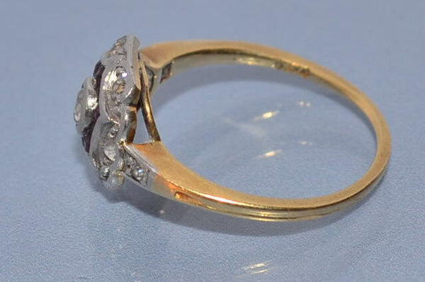 Bague ancienne diamants rubis