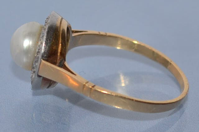 Bague ancienne perle fine et diamants