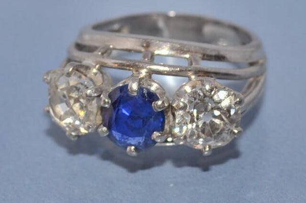 Bague ancienne saphir diamants