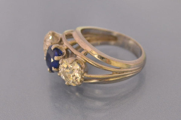 Bague ancienne saphir diamants