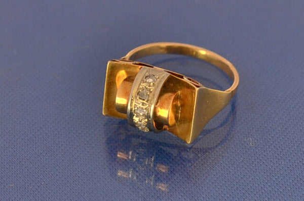 Bague Ancienne Tank Or et Diamants