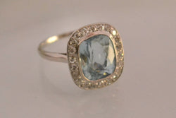 Bague Art Déco Aigue Marine Or et Diamants