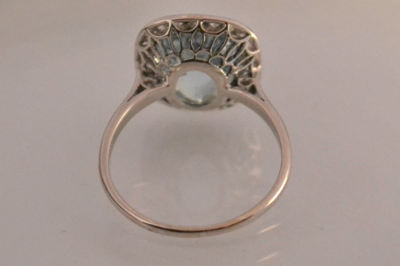 Bague Art Déco Aigue Marine Or et Diamants