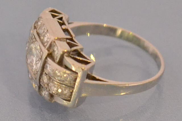 Bague art déco diamants platine