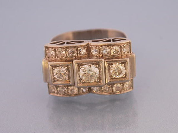 Bague art deco or et diamants