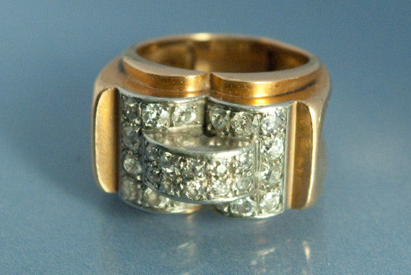 Bague Art déco Or rose et Diamants