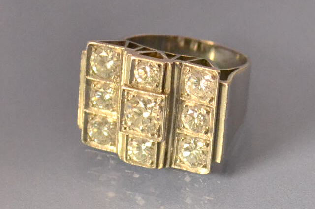 Bague art déco platine diamants