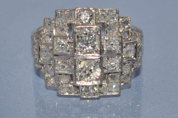 Bague art déco platine diamants