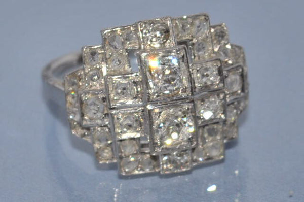 Bague art déco platine diamants