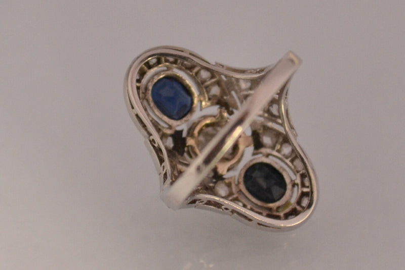 Bague art déco saphirs diamants et platine