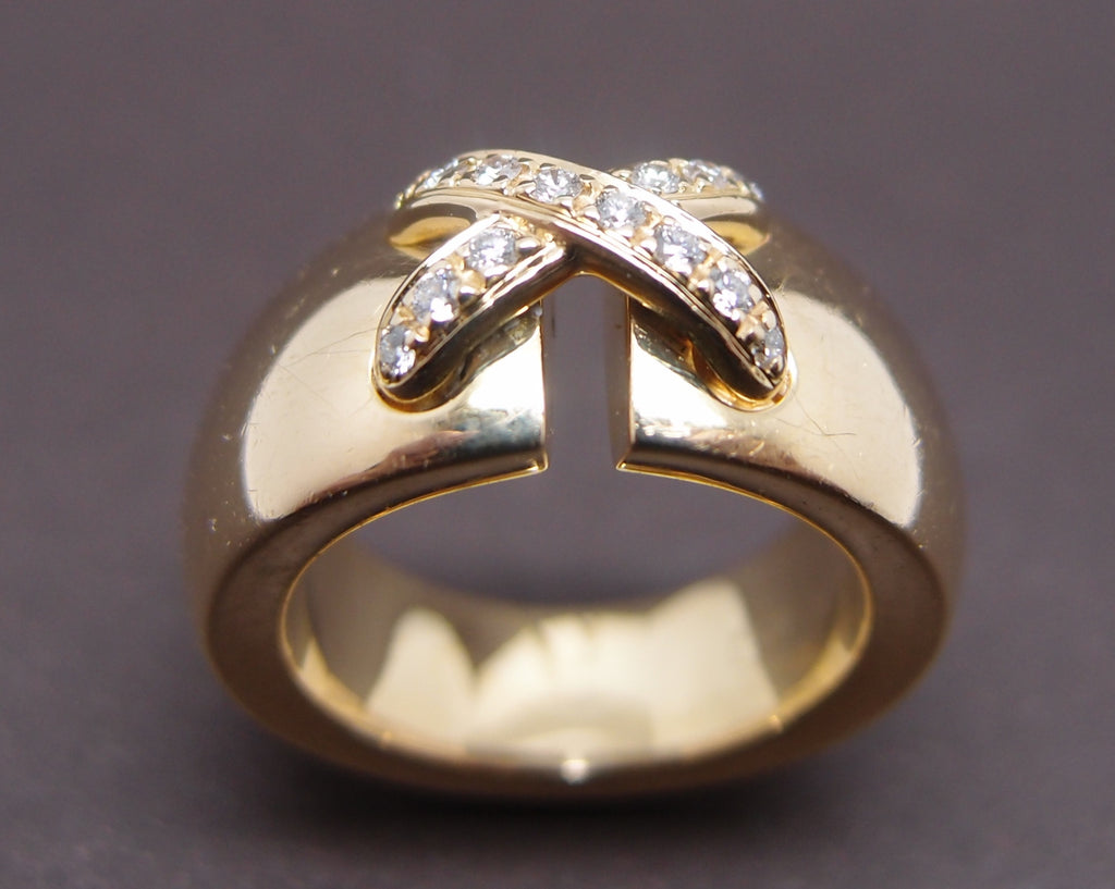 Bague Chaumet Liens Croisés Or jaune et Diamants – Benoit Joaillier