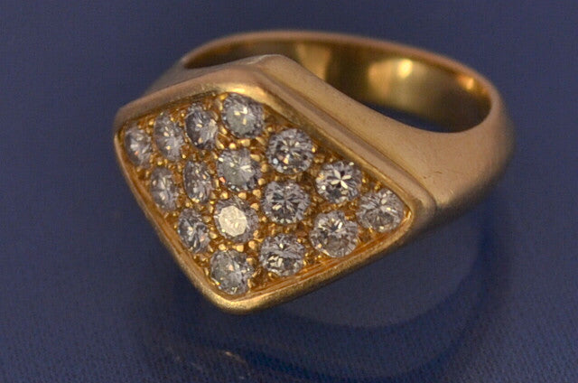 Bague Chevalière Losange Pavage Diamlants