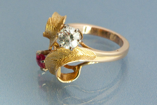 Bague Diamant et rubis 1950