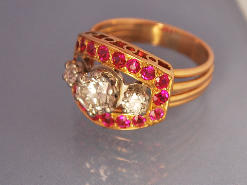 Bague Diamant rubis et or