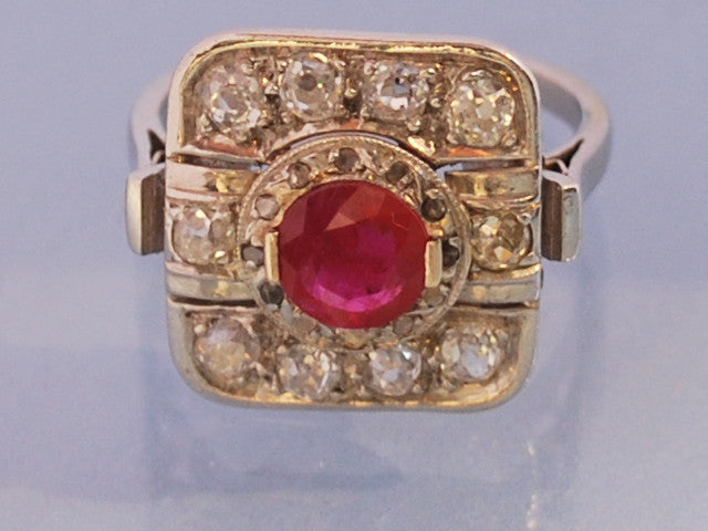 Bague diamants et rubis 1930