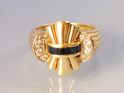 Bague diamants saphirs diamants 1940