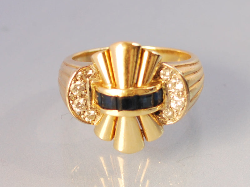 Bague diamants saphirs diamants 1940