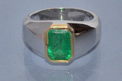Bague Emeraude jonc or blanc