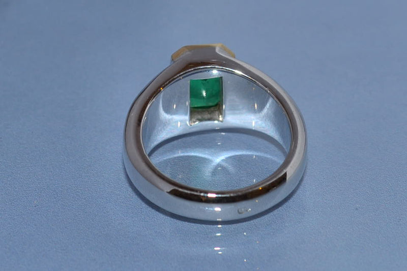 Bague Emeraude jonc or blanc