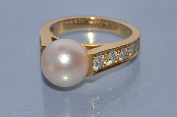 Bague en perle Cartier or et diamants