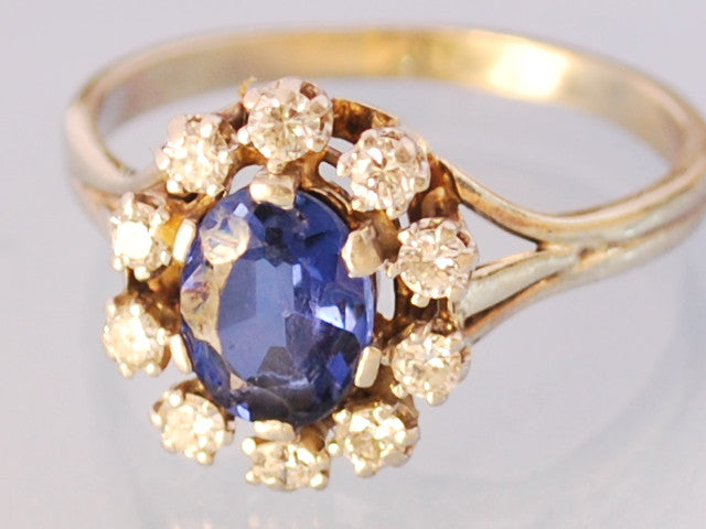 Bague marguerite saphir et diamants