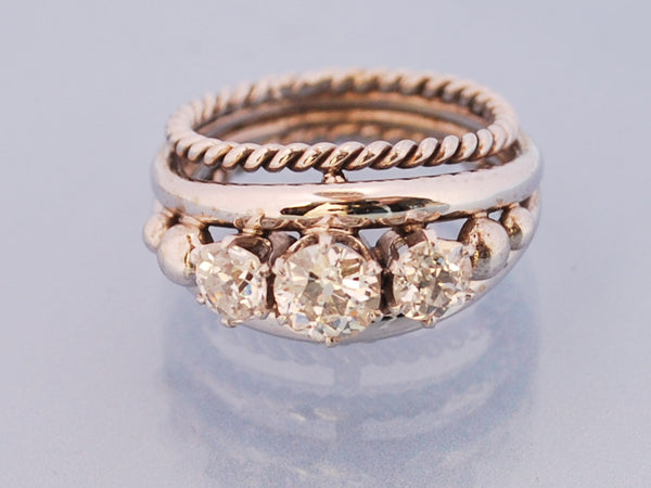 Bague or blanc diamant 1950