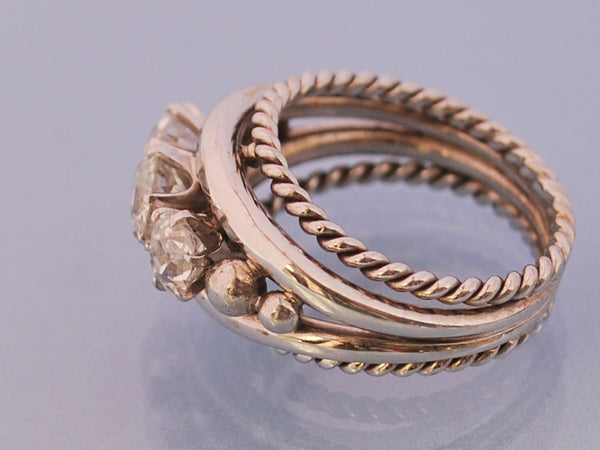 Bague or blanc diamant 1950