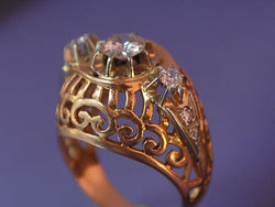 Bague or jaune et diamants 1950