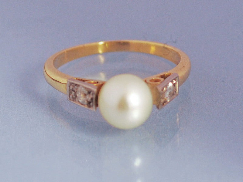 Bague Perle Ancienne et diamants