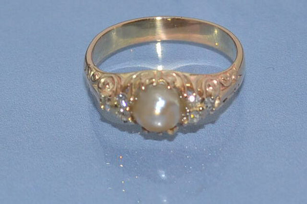 Bague Perle diamants et or jaune