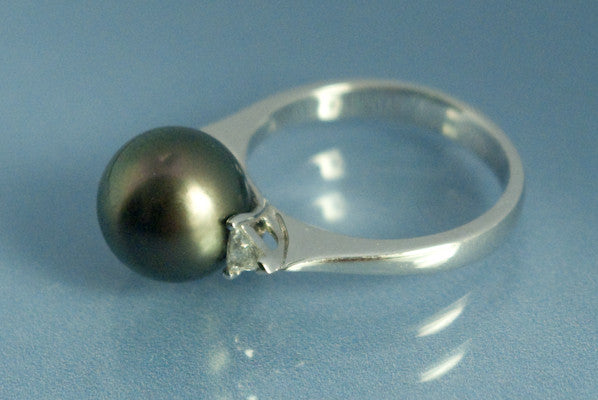 Bague Perle et Diamants Triangle