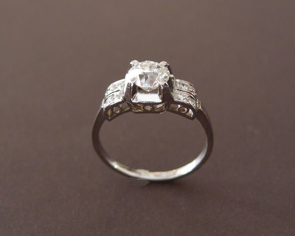 Bague Platine Art Déco diamant 0.8 ct