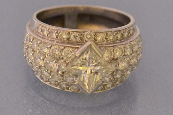 Bague platine et diamants princesse 1,5 ct