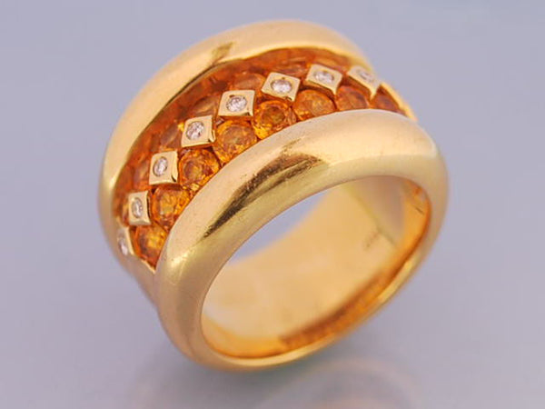 Bague poiray or citrine diamants