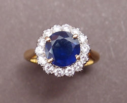 Bague pompadour ronde Saphir et diamants