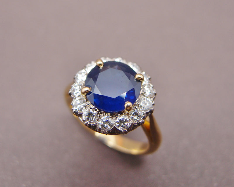 Bague pompadour ronde Saphir et diamants