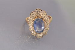 Bague pompadour saphir et diamants