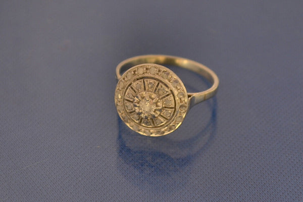 Bague Ronde Art Déco Platine Diamants Taille Rose