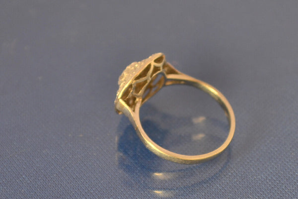 Bague Ronde Art Déco Platine Diamants Taille Rose
