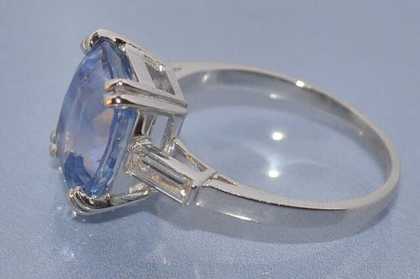 Bague saphir coussin 6,15 carat ceylan naturel