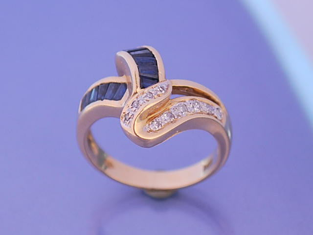 Bague saphir diamants 1950