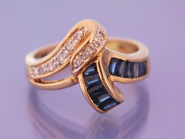 Bague saphir diamants 1950